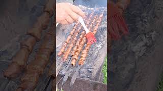 Еда шашлык из куриных сердечек #еда #шашлык