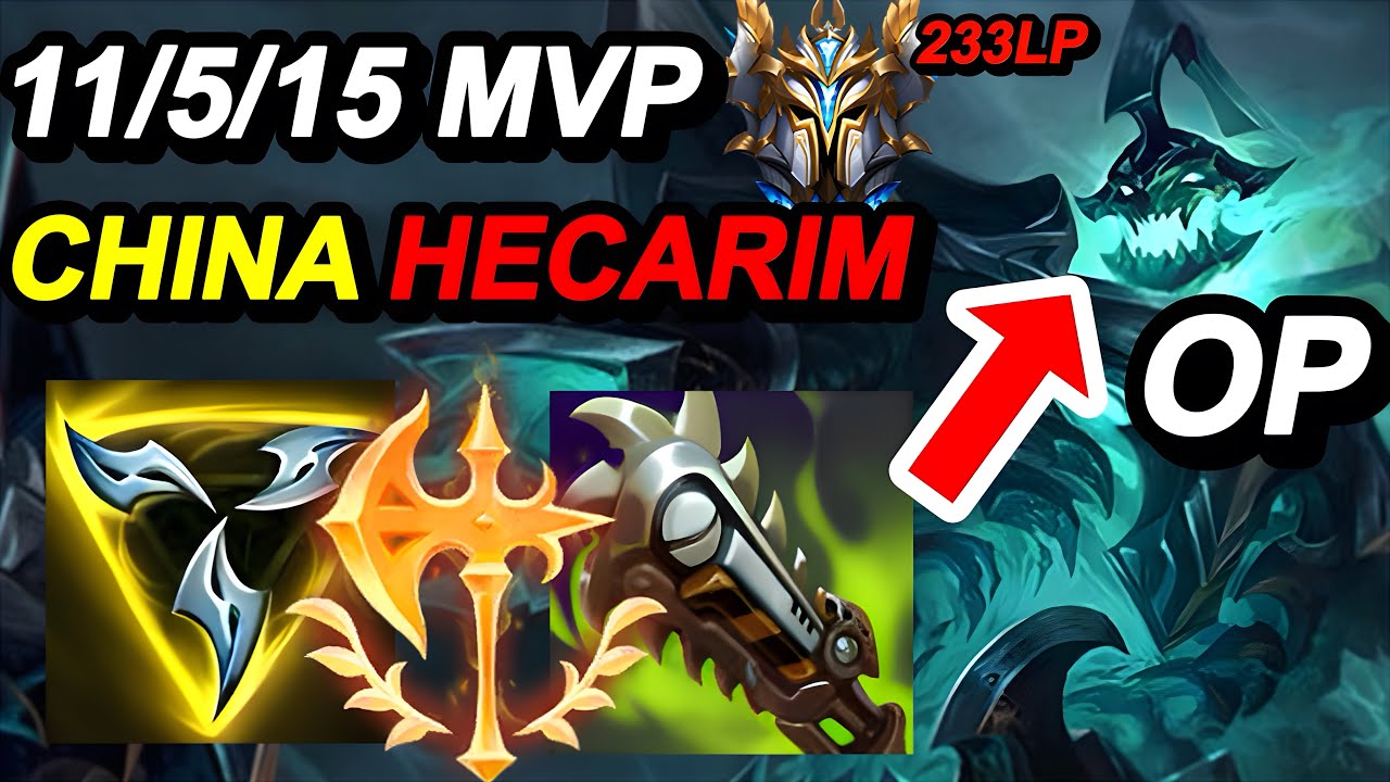 Wild Rift China Hecarim Jungle | Sovereign 233LP Rank Gameplay | Build ...