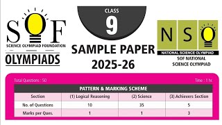 NSO National Science Olympiad Sample Paper Class 9 2025-26 by SOF
