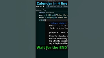 Python is so easy make calendar with the help of python in 4 line code||  Python tutorial