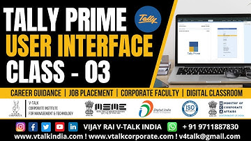 Learn Tally User Interface | Class 3 Tally prime user interface  | V Talk Institute | Tally Tutorial