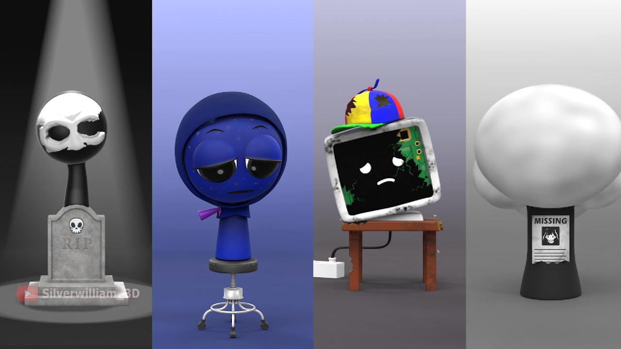 Sprunki Help Center Black Blue TV MR tree