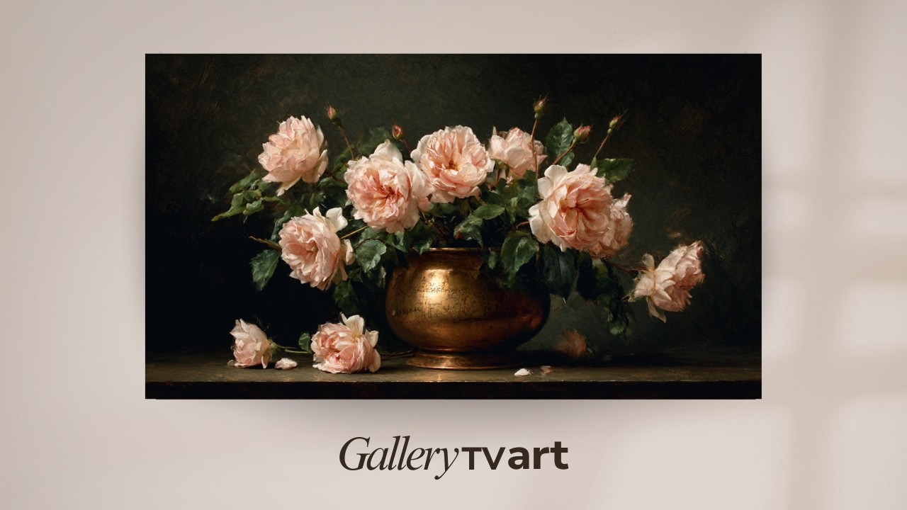Blush Garden Roses | Frame TV art | Classic floral art for tv screensaver | NO music (2h)