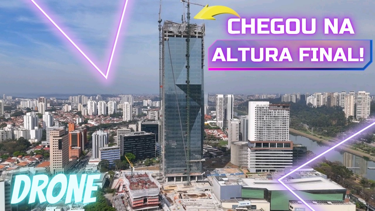 Vídeo quente! A torre corporativa mais alta do Brasil chega em sua altura final - São Paulo