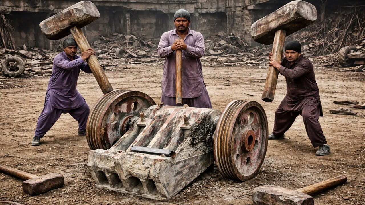 Unbelievable Repairing Gaint Crushing Hammer Broken & Stuck Shaft