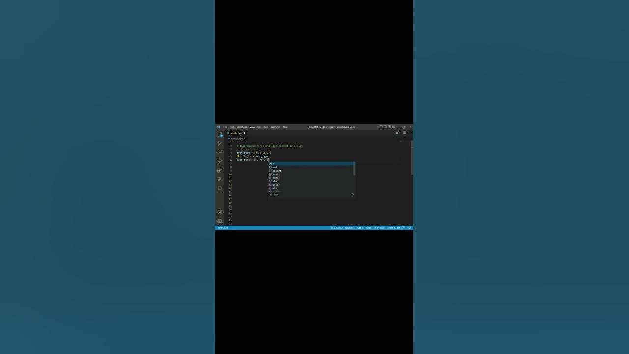 Interchange first and last element in a list in python - YouTube