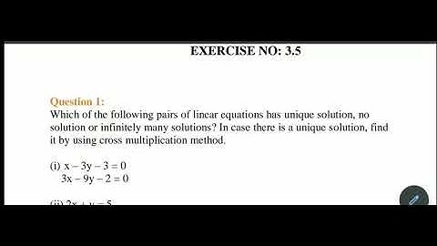 #03    Cross Multiplication Method   Exercise-3.5  Question 1