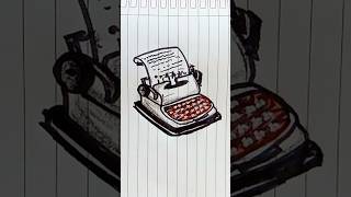Cara menggambar mesin ketik kuno #menggambar