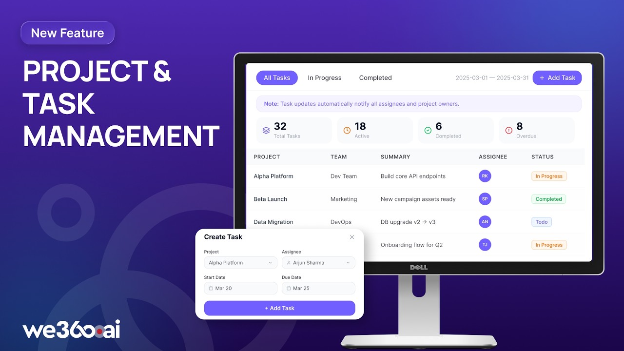 Project and Task Management | Product Demo | We360.ai