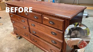 BEFORE and AFTER Dresser Flip EXTREME Furniture Makeover HOW TO save water damaged Trash to Treasure