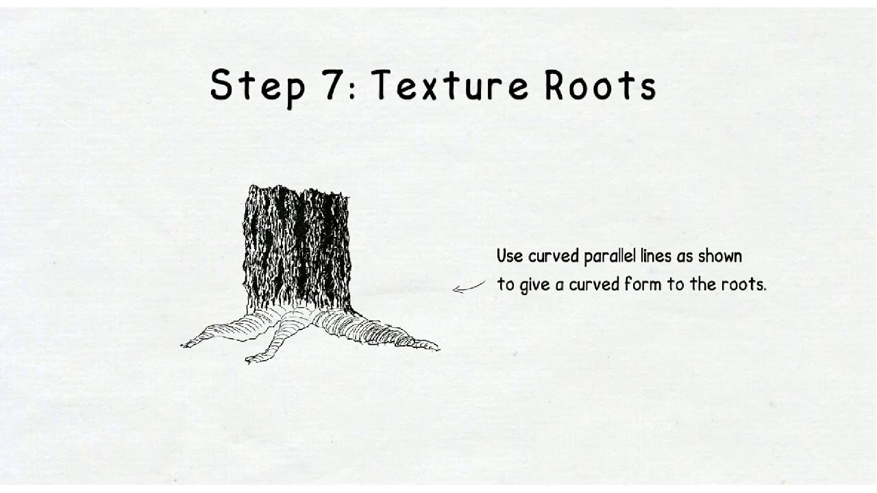 Step by Step: Drawing an Old Stump with Pen and Ink - YouTube