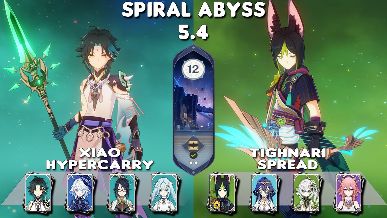 Spiral Abyss 5.4 | C0 Xiao Hypercarry & C2 Tighnari Spread | Floor 12-9⭐| Genshin Impact