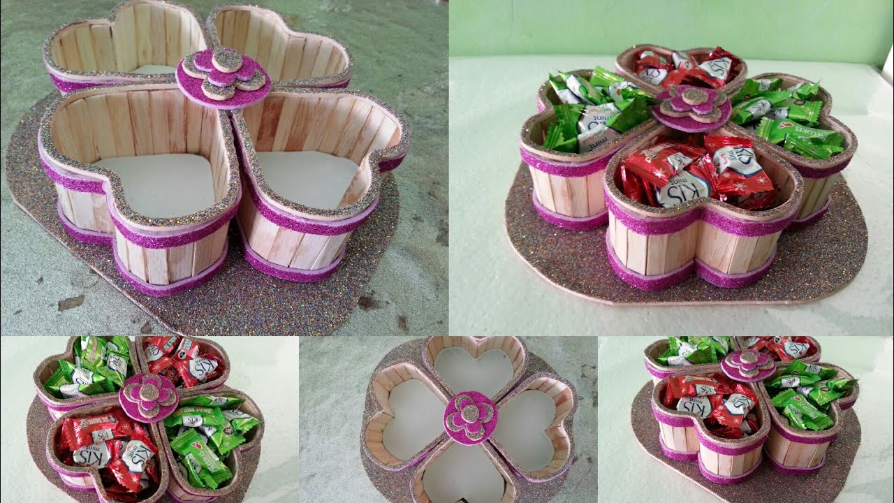 Cara membuat tempat permen dari stik ice cream dan busa - YouTube