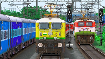 WAP7 RAJDHANI OVERTAKE WAP4 LHB EXPRESS | BUMPY RAILROAD | Train Simulator | Railworks | NTG GAMING