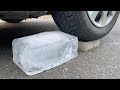 Crushing crunchy  soft things by car experiment  car vs ice block coca colafanta mirinda balloo