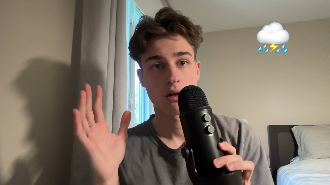 ASMR Up Close Whisper Ramble with Mouth Sounds and Tapping (Thunderstorm ⛈️)