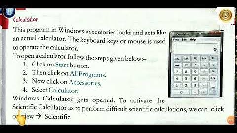 STD: IV, Subject: Computer, L.no. 4. Windows Accessories
