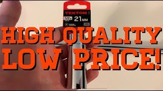 Budget Sockets - TEKTON 1/2-Inch Drive 21mm Deep Socket Cr-V 6-Point 14260