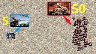 Sniper Battle Fortress vs Conscripts - Same Cost - Red Alert 2