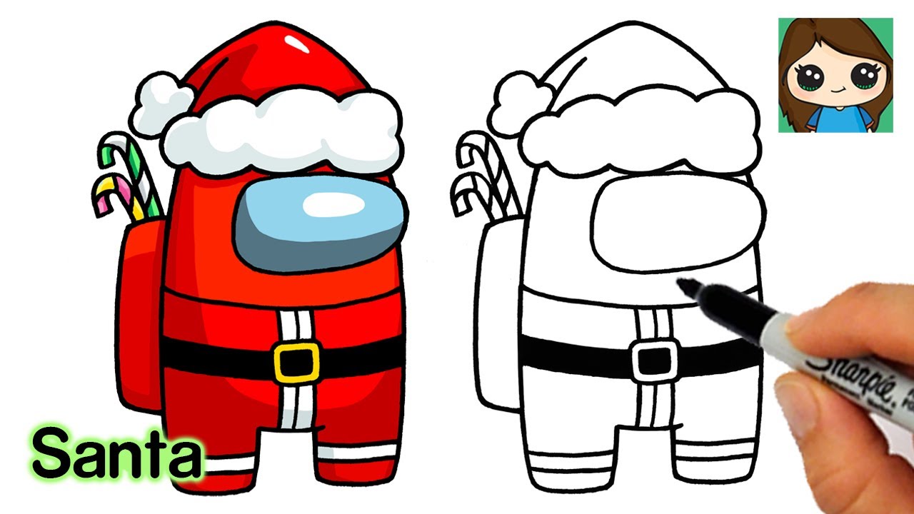 How To Draw Among Us Santa Christmas 1 Youtube