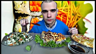 МУКБАНГ САЛАТ ОВОЩНОЙ / РОЛЛЫ ЗАПЕЧЕННЫЕ / ROLLS / ЛЕПЕШКА С ТОМАТОМ / ОБЖОР/ Mukbang ASMR / АСМР 먹방