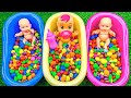 Oddly Satisfying Video | Full of 3 Rainbow BathTubs Candy with M&M's & Magic Slime | Cutting ASMR