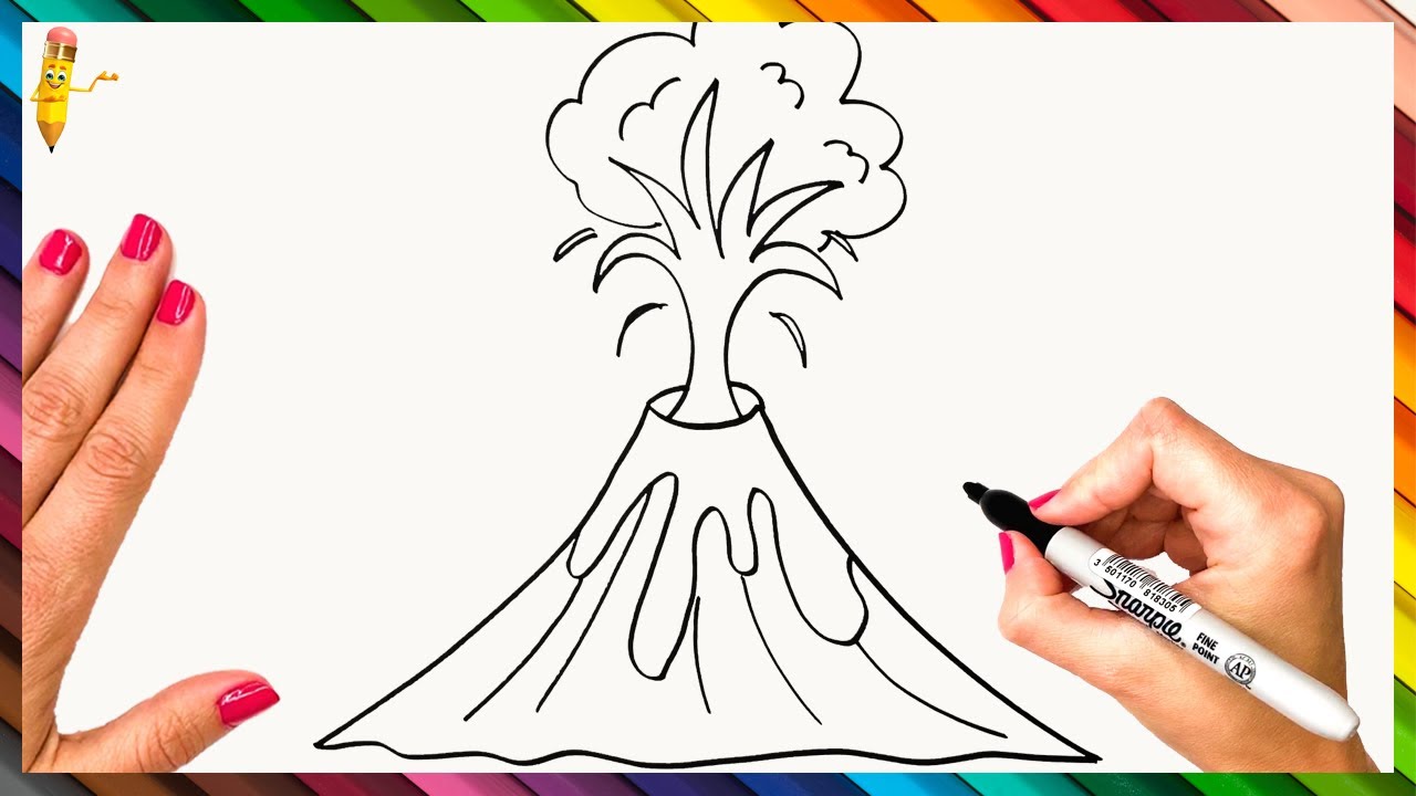 How to Draw a Volcano  Easy Drawing Art