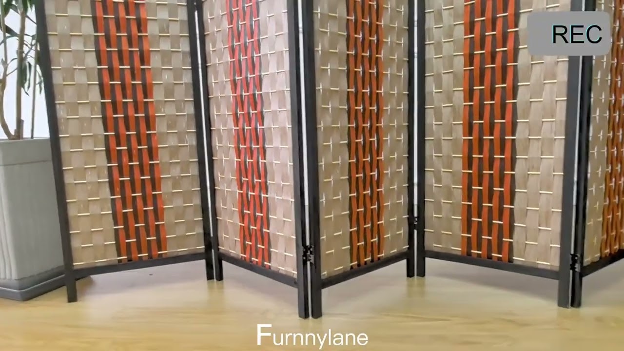 New Arrival：Furnnylane 6 Panel Room Divider Screen in Beige and Orange：70.8" H x 106.3" W