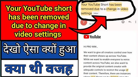 Your YouTube short has been removed due to change in video settings  