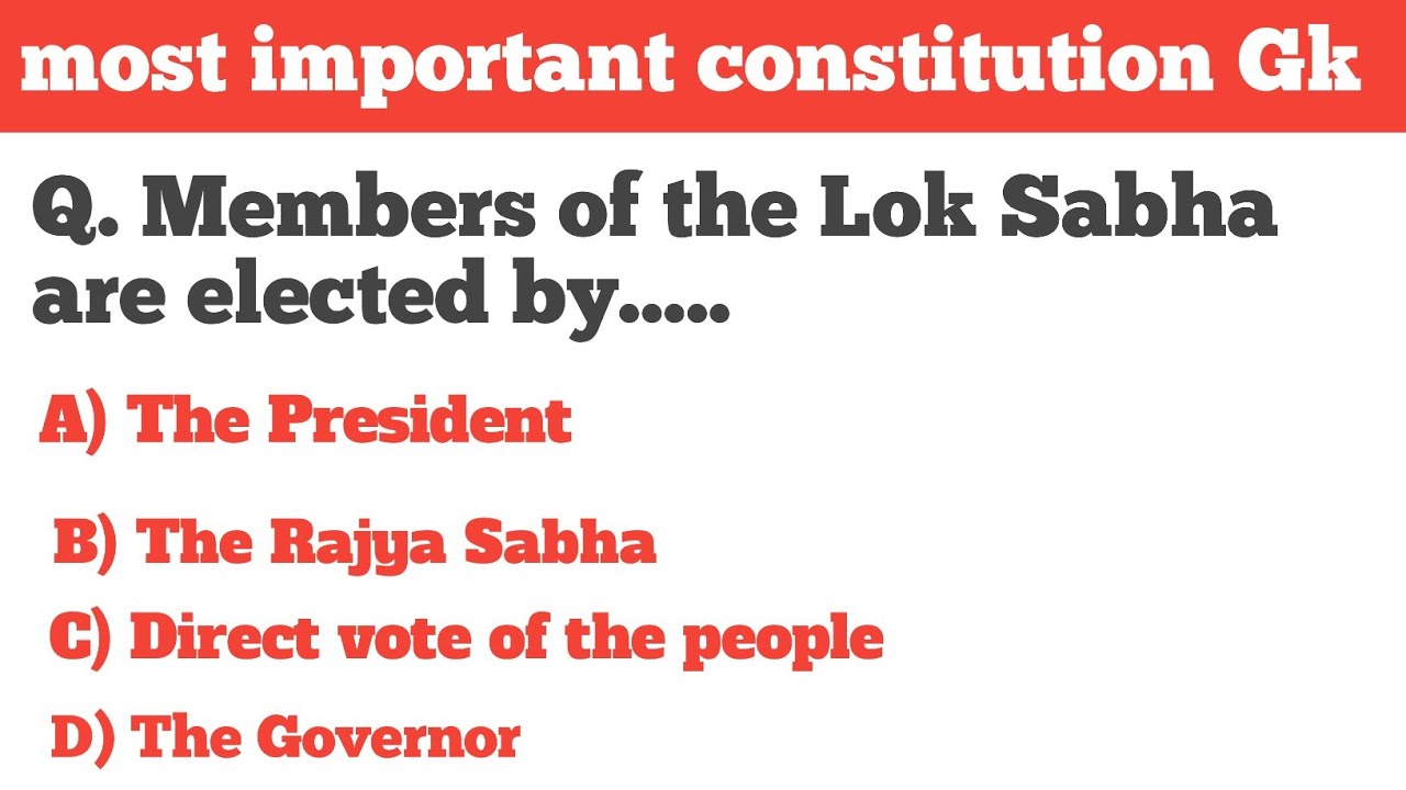 Indian Constitution Important GK Questions in English || Competitive exams || Top Questions 