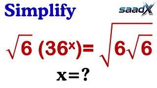 Solve √6 (36^x) = √(6√6) | Exponential & Radical Equation | math challenge 19