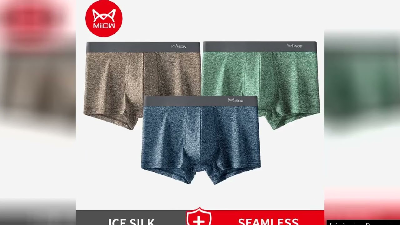 MiiOW 3Pcs Sexy Men Underwear Boxer Shorts Antibacterial Crotch Male Underpants Men's Panties Color