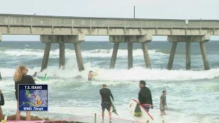 Surfers Ride The Waves In Deerfield Beach Ahead Of Tropical Storm Isaias