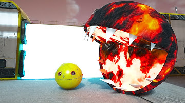 Pacman, Chain Chomp, and Gladiator Robot Face Spiky Monster in an Epic Maze Adventure