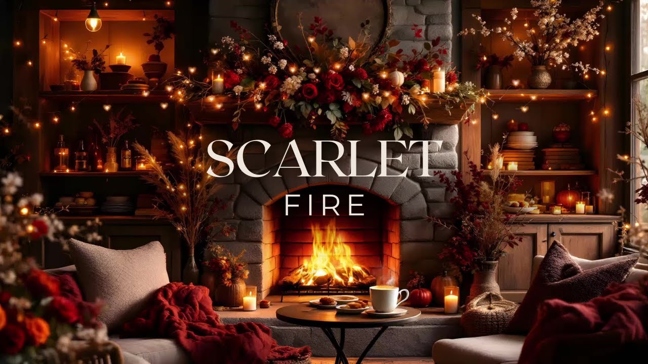 🔥 Scarlet Fire Café | 6 Hours of Fireplace ASMR (No Music)