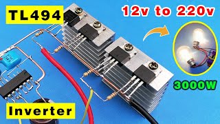 : How to make a Powerful Inverter 12v DC to 220v AC using TL494, 50hz 60hz Invereter
