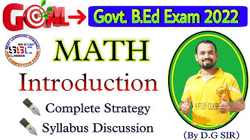 Math | Introduction | B.Ed science Entrance 2022 | Odisha B.Ed Exam 2022 | D.G Sir