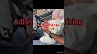 Adishi's first driving class #shorts #cutebaby #drivingclass