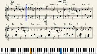 Study for G-clef piano solo based on Elgar's (modified) theme "Salut d'amour" transposed in 5 distin