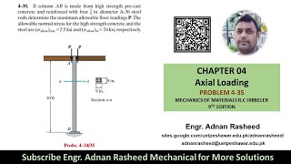 Determine maximum allowable floor loading P |Problem 4-35|axial load| Mech of materials rc Hibbeler