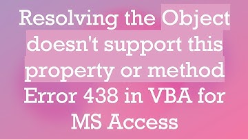 Resolving the Object doesn