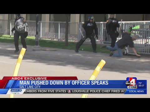 EXCLUSIVE: Man with cane speaks out after being pushed down by officer in riot gear 