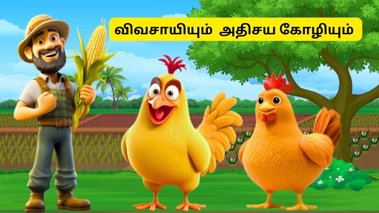 🐔✨ விவசாயியும் அதிசய கோழியும் 🧑‍🌾💛 | தங்க முட்டை கதை🥚🌟| Tamil Kids Moral Story | Kids Tamil Story 🥚💛