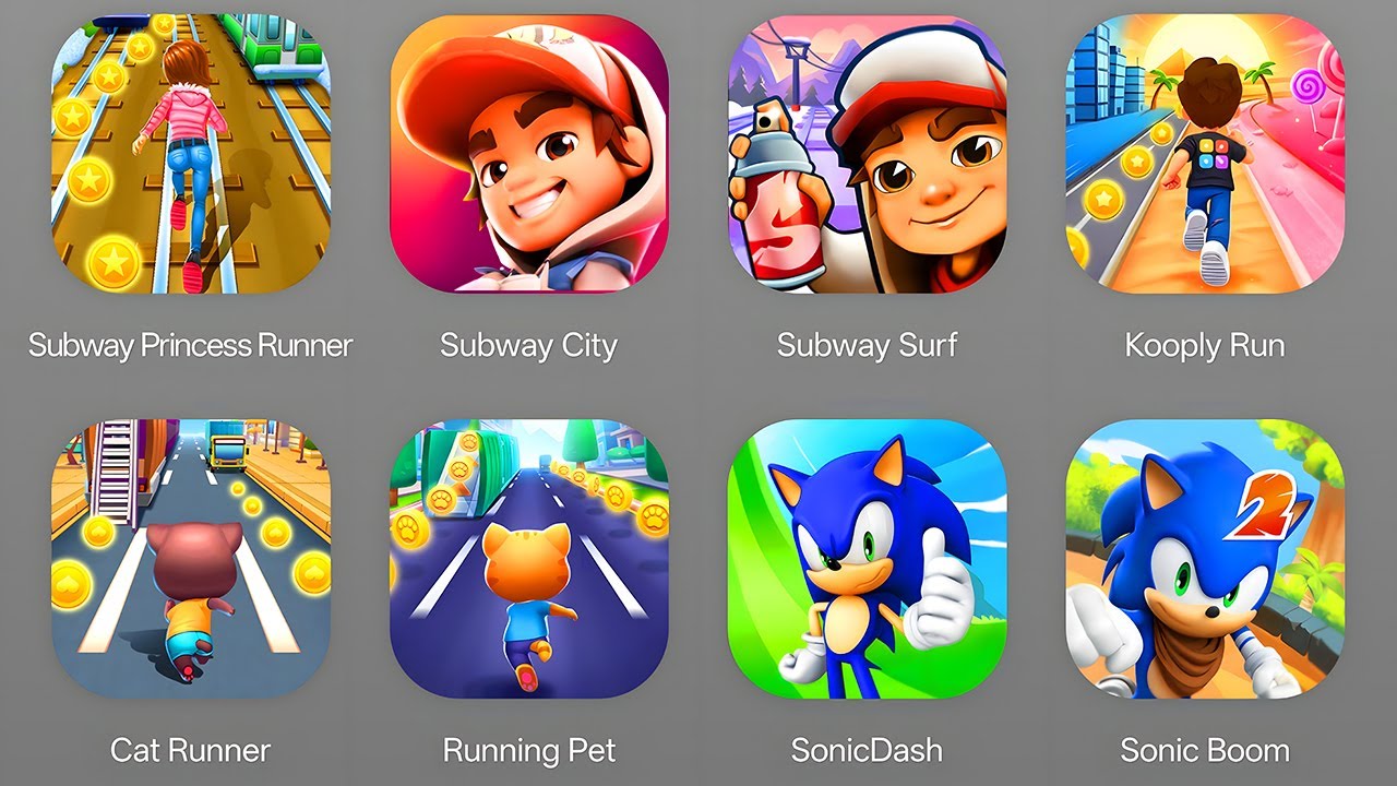 Subway Princess Runner, Subway Surfers City, Subway Surfers, Kooply Run, Cat raunner, Sonic Dash