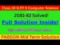 Class 10 O.P.T II Computer Science Mid Term Question Paper 2081-82 | PABSON Kathmandu Solved Paper