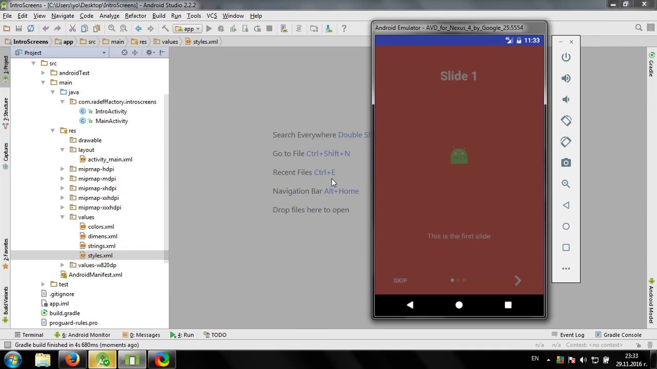 Using AppIntro library in Android Studio