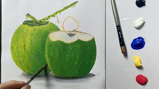 Painting a fresh coconut w/ water drops using 5 acrylic colors / relaxing acrylic painting tutorial by CMM Art 71 views 4 months ago 6 minutes, 30 seconds