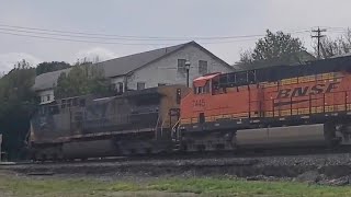 CSX 128 leads K163-18 Oil Tanker train with BNSF & loud 2nd gen K5LA at Newburgh NY