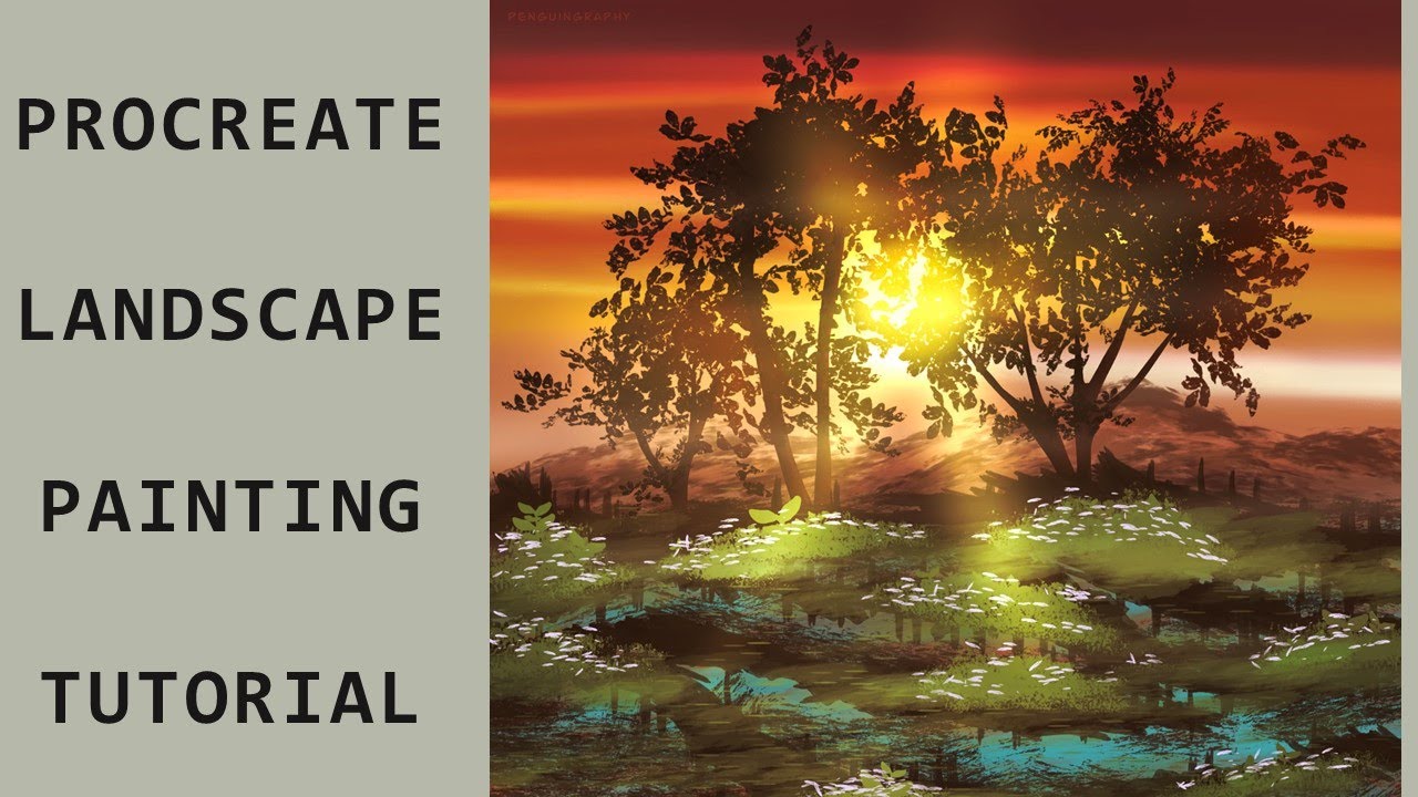 Landscape Pro Tutorial Simple Landscape Painting Tutorial In Procreate - YouTube