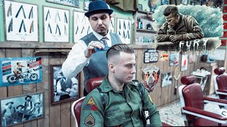 💈 ASMR BARBER - Brad Pitt FURY HAIRCUT - Razor Fade UNDERCUT